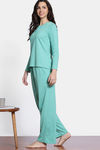 Zivame The Weekender Knit Cotton Pyjama Set - Ocean Floor — thumbnail 3
